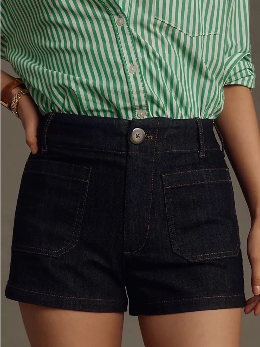 Anthropologie Indigo High-Rise Cuffed Denim Shorts